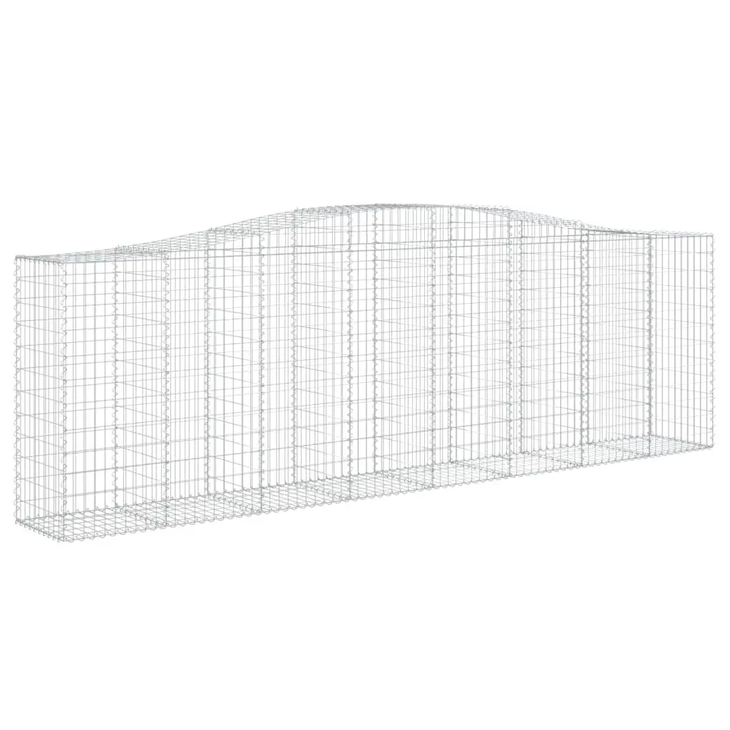 Arched Gabion Baskets Decorative Garden Barrier 3 Piece Galvanised Iron Silver