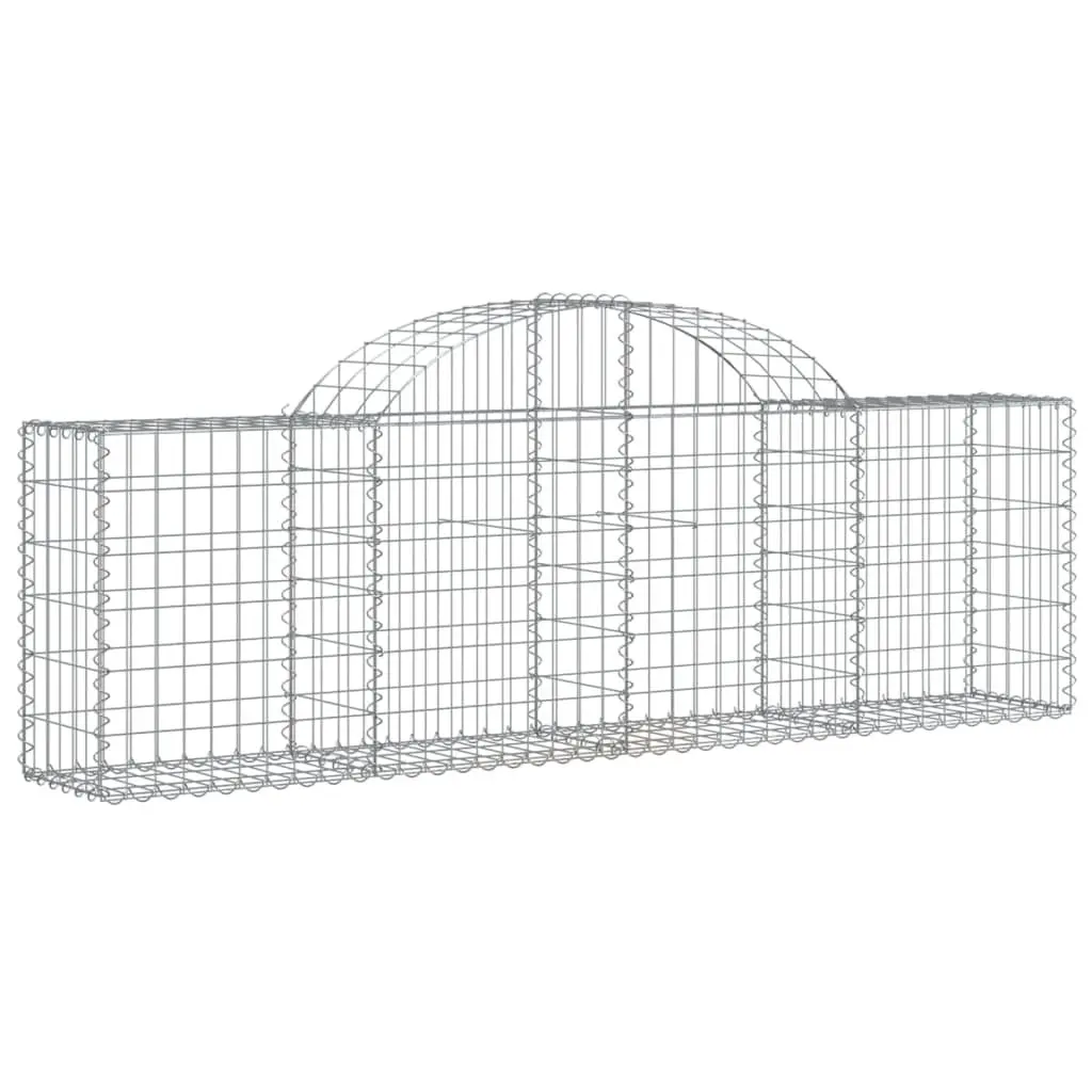 Arched Gabion Baskets Decorative Sound-Insulating Garden Barrier 200 x 30 x 60/80 cm Silver Galvanised Iron 2 pcs