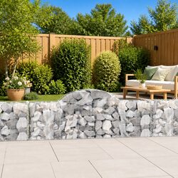 Arched Gabion Baskets 4pcs Garden Barrier Decorative Retaining Wall Silver