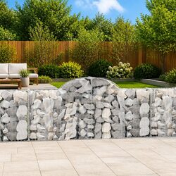Arched Gabion Baskets 6 pcs 200x30x80/100 cm Garden Barrier Retaining Wall