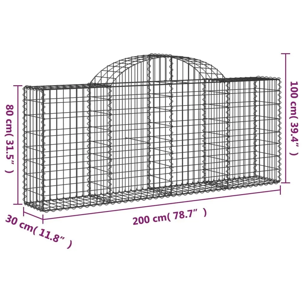 Arched Gabion Baskets 6 pcs 200x30x80/100 cm Garden Barrier Retaining Wall