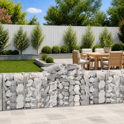 Arched Gabion Baskets 7 pcs Garden Barrier Retaining Wall Outdoor Decorative
