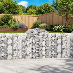 Arched Gabion Baskets 6 pcs Decorative Garden Barrier Retaining Wall Outdoor