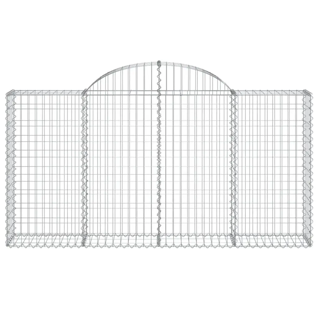 Arched Gabion Baskets 7 Piece Garden Barrier Retaining Wall Outdoor Decorative Silver Galvanised Iron 3.5 mm Wire Diameter