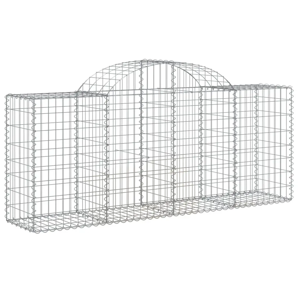 Arched Gabion Baskets Decorative Garden Barriers 2 Piece Galvanised Iron Silver