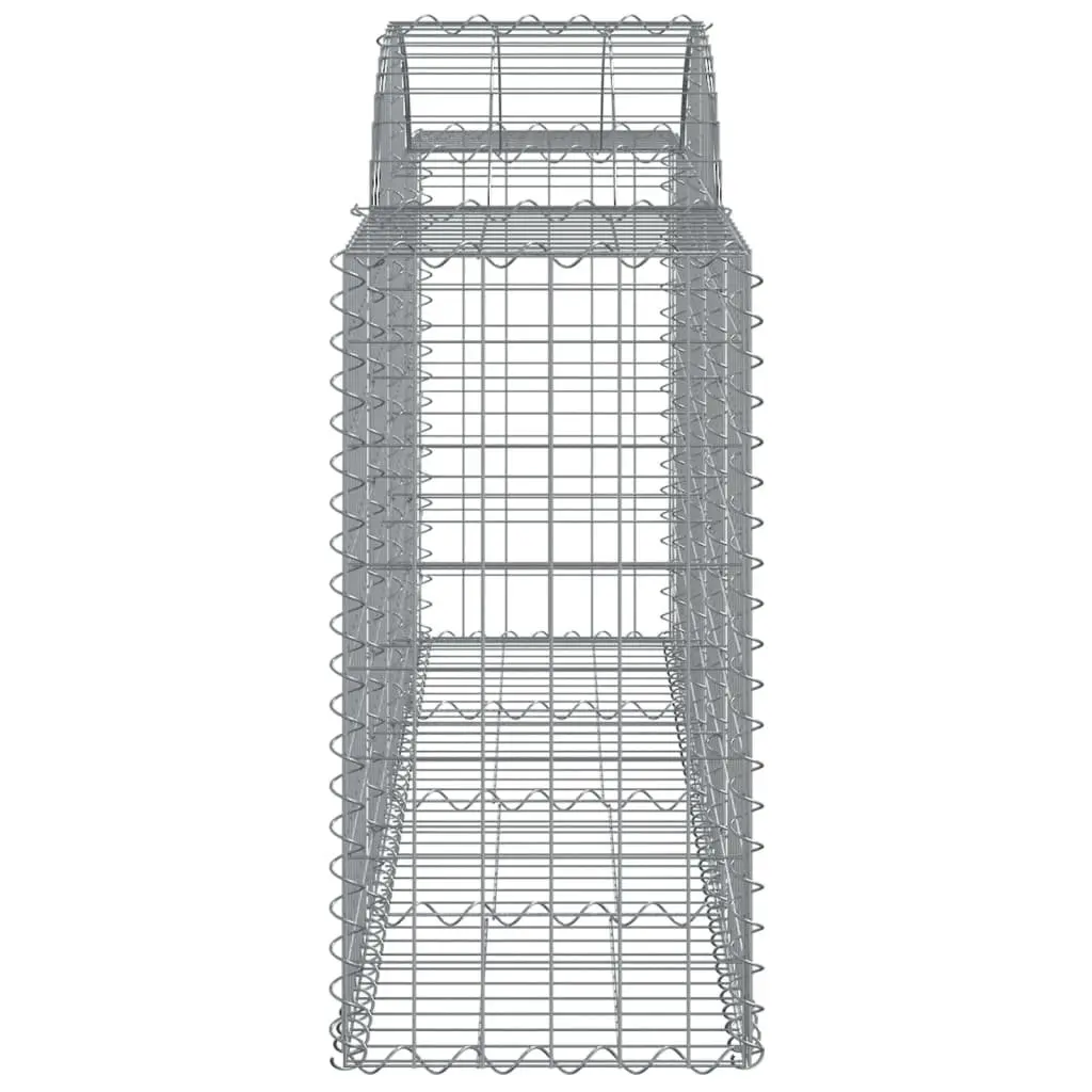 Arched Gabion Baskets Decorative Garden Barriers 2 Piece Galvanised Iron Silver