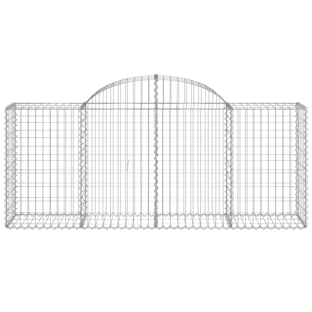 Arched Gabion Baskets Decorative Garden Barrier 3 Piece Galvanised Iron Silver 200 x 50 x 80/100 cm