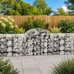 Arched Gabion Baskets 7 pcs Garden Barrier Decorative Retaining Wall Outdoor