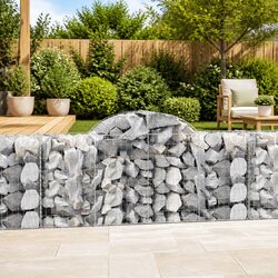 Arched Gabion Baskets 9 pcs Garden Barrier Retaining Wall Decorative Outdoor