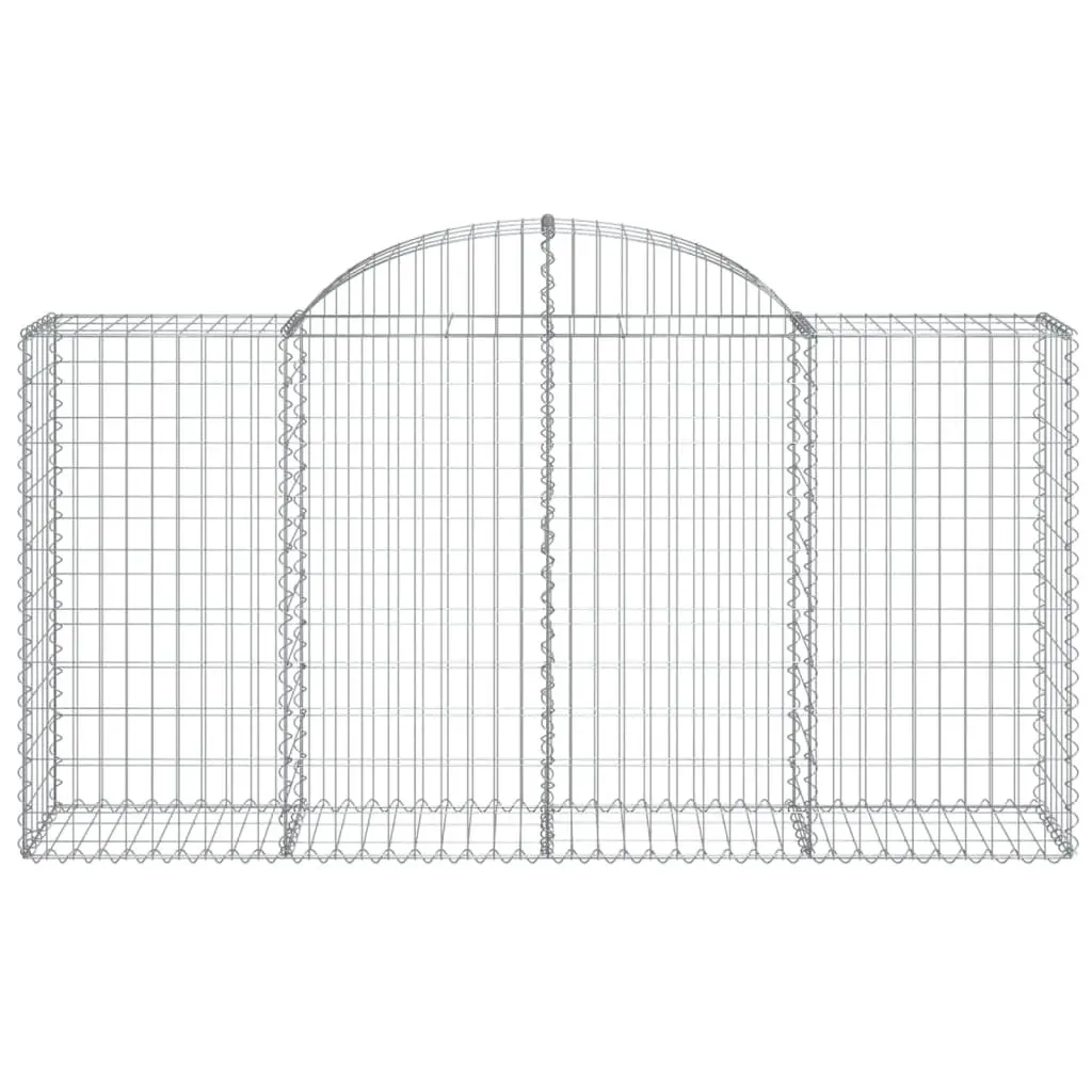 Arched Gabion Baskets 2 pcs Decorative Garden Barrier Retaining Wall Silver Galvanised Iron 200 x 50 x 100120 cm