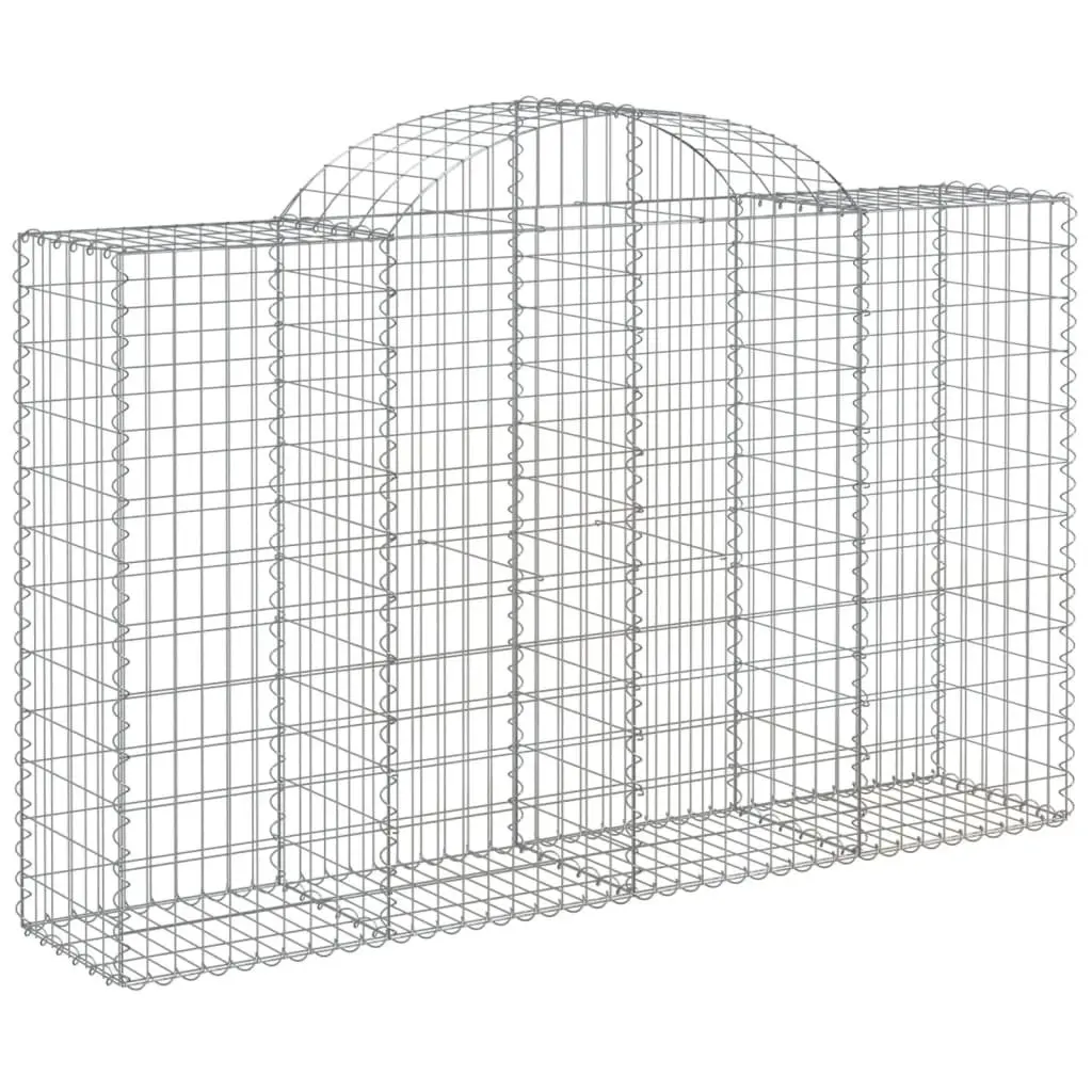 Arched Gabion Baskets Decorative Garden Barrier 200 x 50 x 120 cm Silver Galvanised Iron 2 Piece