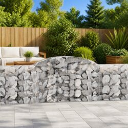 Arched Gabion Baskets 6 pcs 300x30x80/100 cm Garden Barrier Retaining Wall