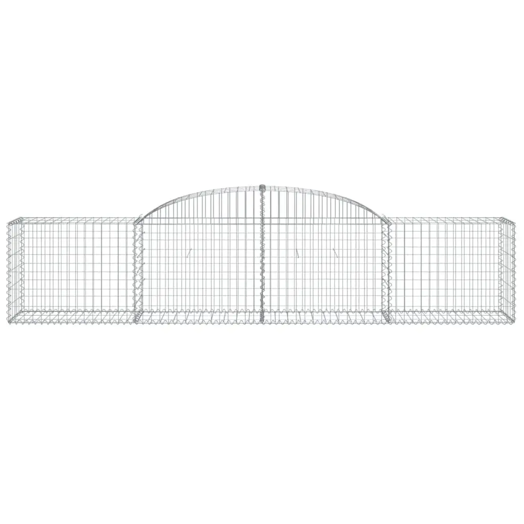 Arched Gabion Baskets Decorative Garden Barrier 300 x 50 x 60-80 cm Silver Galvanised Iron 4 Piece