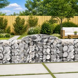 Arched Gabion Baskets 4 pcs Garden Barrier Retaining Wall Outdoor Decoration