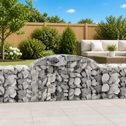 Arched Gabion Baskets 7 pcs Galvanised Iron Garden Barriers Retaining Wall