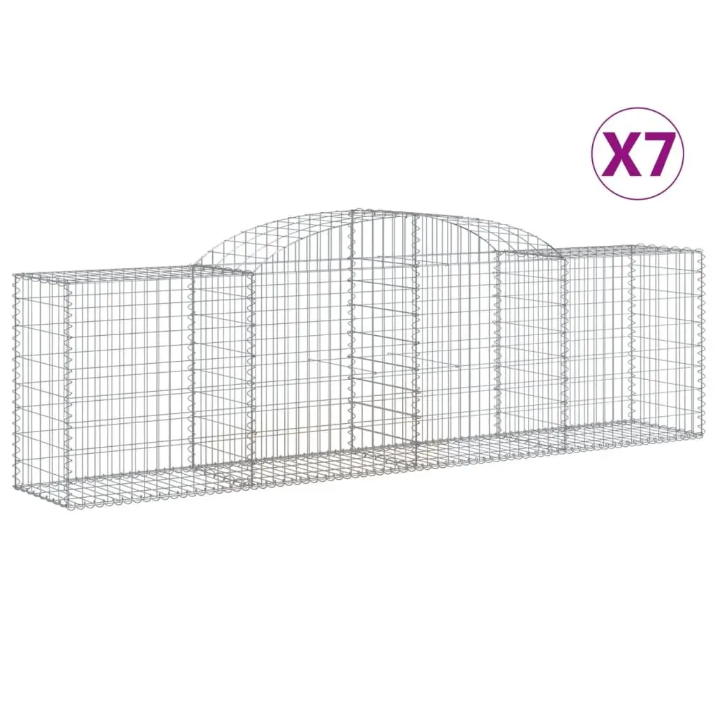 Arched Gabion Baskets 7 pcs Galvanised Iron Garden Barriers Retaining Wall