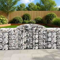 Arched Gabion Baskets 2 pcs 300x50x100/120 cm Garden Retaining Wall Barrier