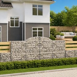 Arched Gabion Baskets 2 pcs Garden Barrier Decorative Retaining Wall Outdoor