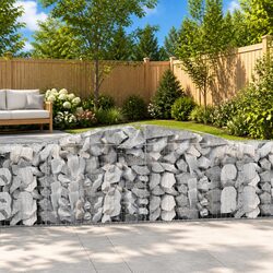 Arched Gabion Baskets 4 pcs Garden Barrier Retaining Wall Decorative Outdoor