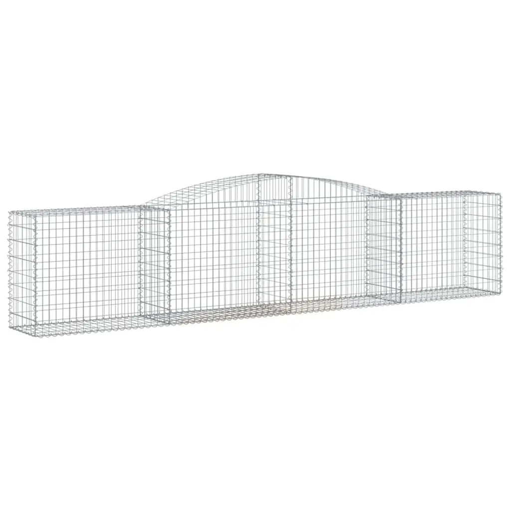 Arched Gabion Baskets Set 6 pcs Galvanised Iron Garden Barrier Retaining Wall Silver
