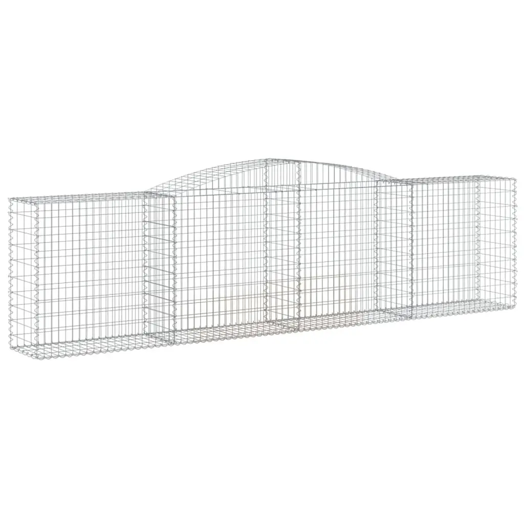 Arched Gabion Baskets Decorative Garden Barrier 4 Piece Galvanised Iron Silver