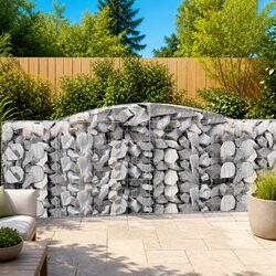 Arched Gabion Baskets Set 5 pcs Garden Barrier Decorative Retaining Wall Outdoor