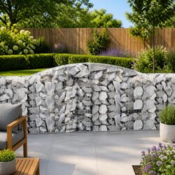 Arched Gabion Baskets 8 pcs Garden Barrier Retaining Wall Outdoor Decorative