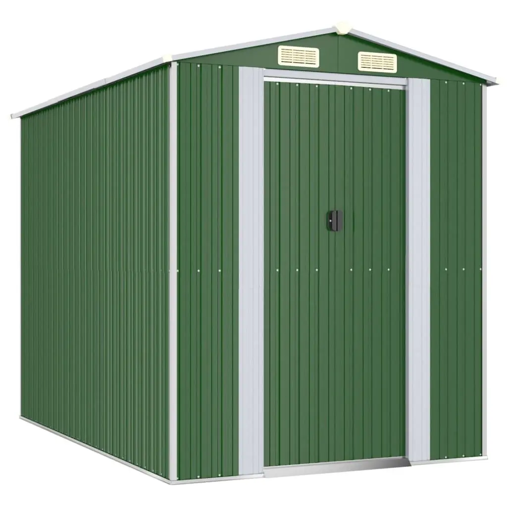 Garden Shed Outdoor Storage Tool House Galvanised Steel Green Double Doors