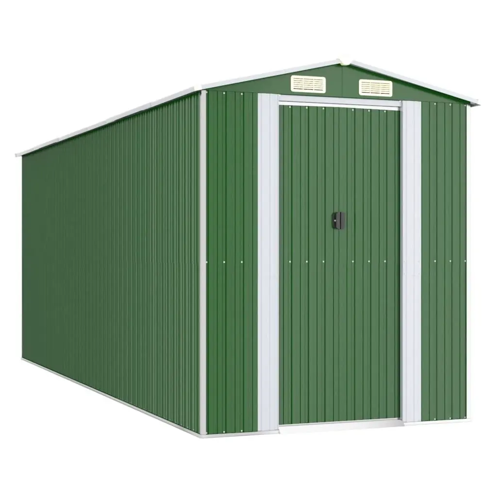 Garden Shed Green Outdoor Storage Tool House Galvanised Steel Double Sliding Doors Ventilation