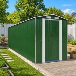 Garden Shed Storage Tool House Outdoor Galvanised Steel Green Large Spacious