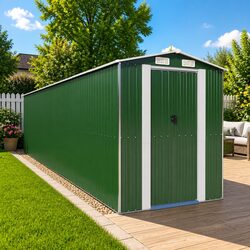 Garden Shed Green Outdoor Storage Tool House Double Sliding Doors Ventilation