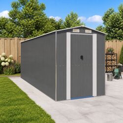 Garden Shed Grey Outdoor Storage Tool House Galvanised Steel 192x523x223 cm