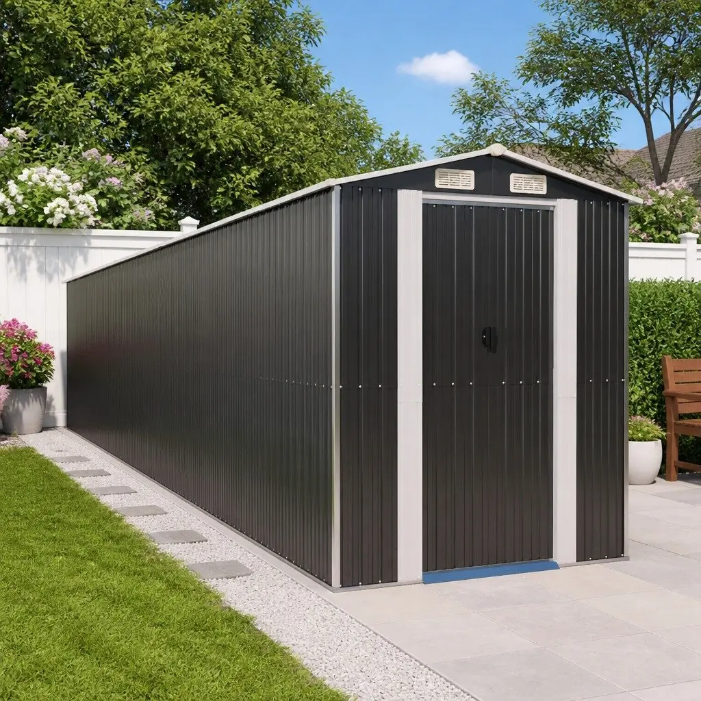 Garden Shed Galvanised Steel Anthracite Outdoor Storage 192x102x223cm