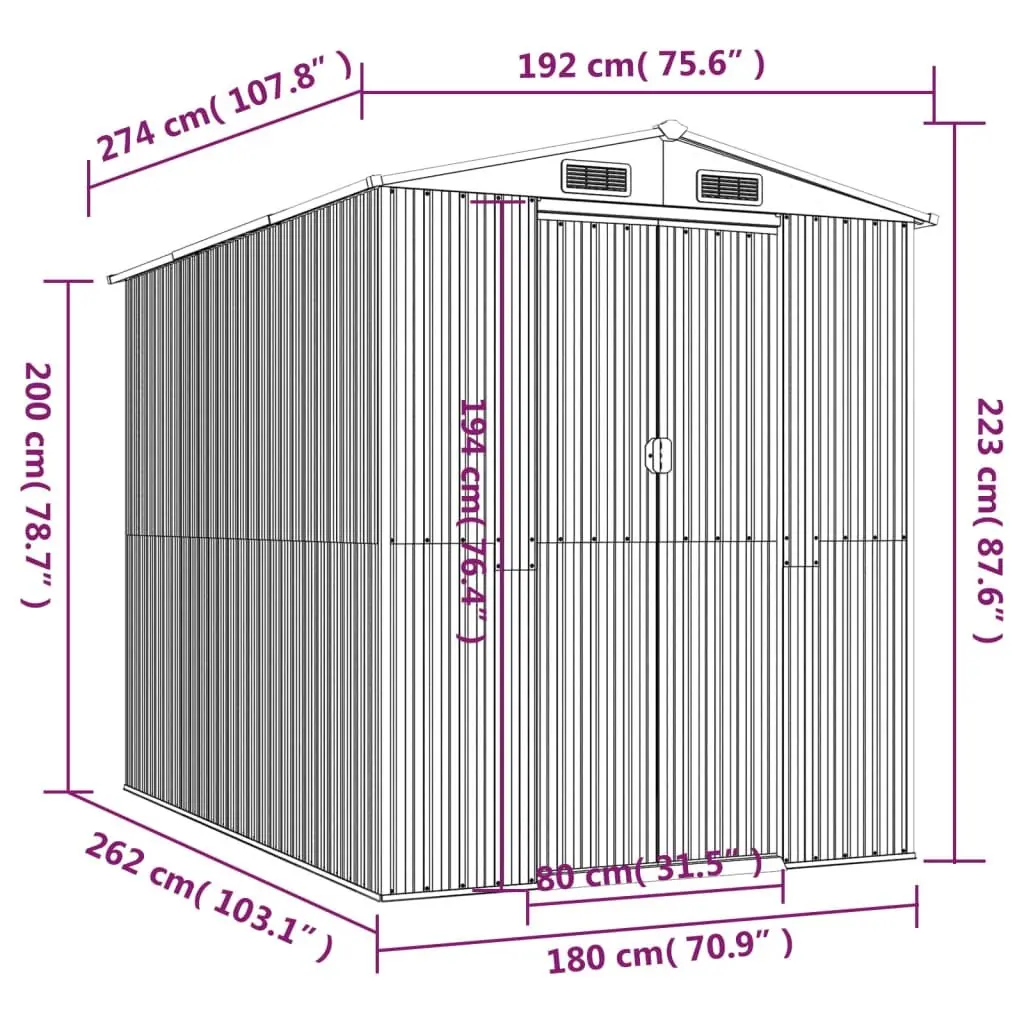 Garden Shed Galvanised Steel Dark Brown Outdoor Storage Tool House