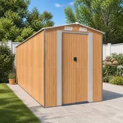 Garden Shed Brown Outdoor Storage House Galvanised Steel Tool Equipment