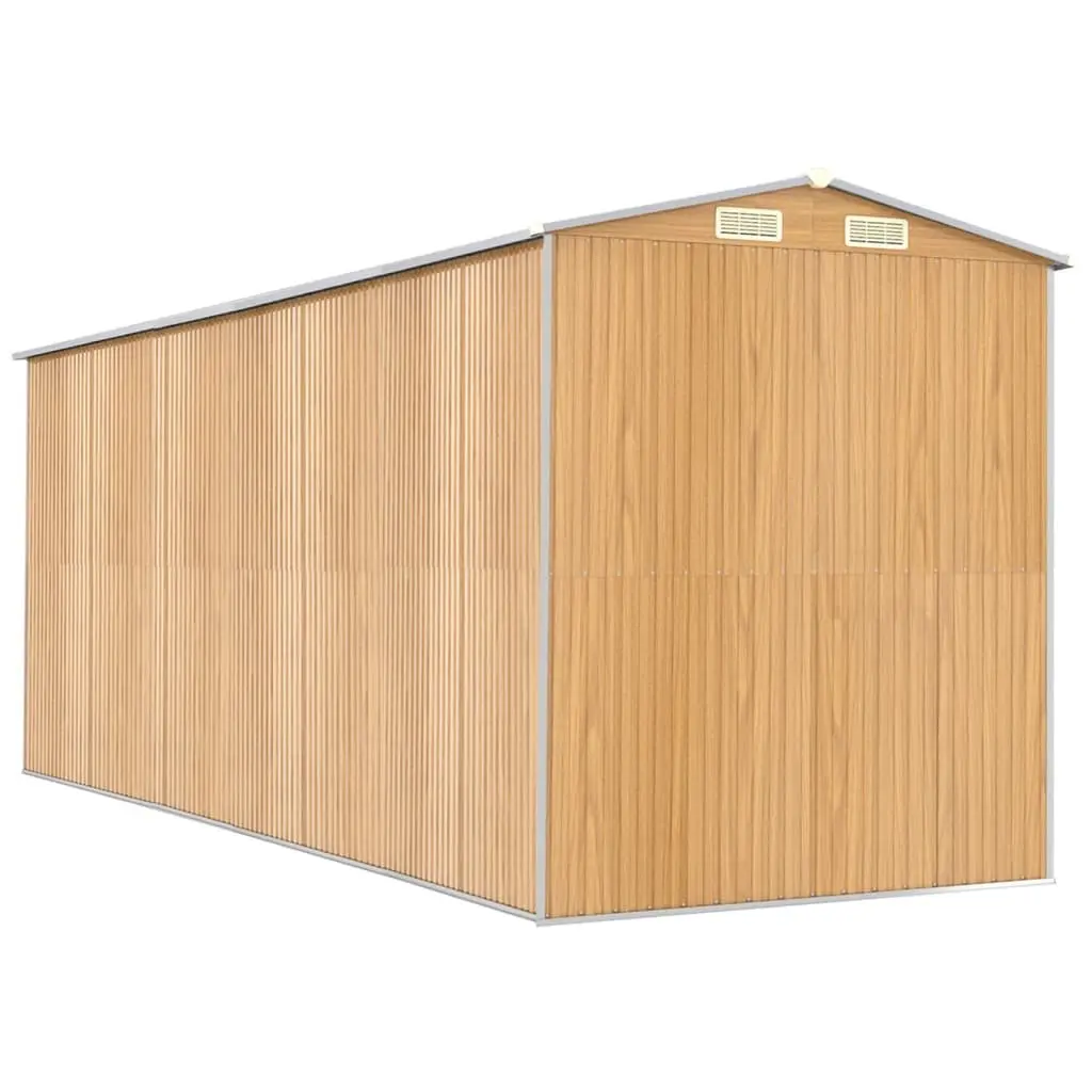 Garden Shed Galvanised Steel Outdoor Storage Brown 192 x 523 x 223 cm