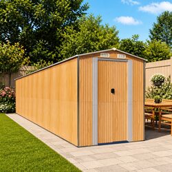 Garden Shed Outdoor Storage Galvanised Steel Brown 192x938x223 cm Tool House