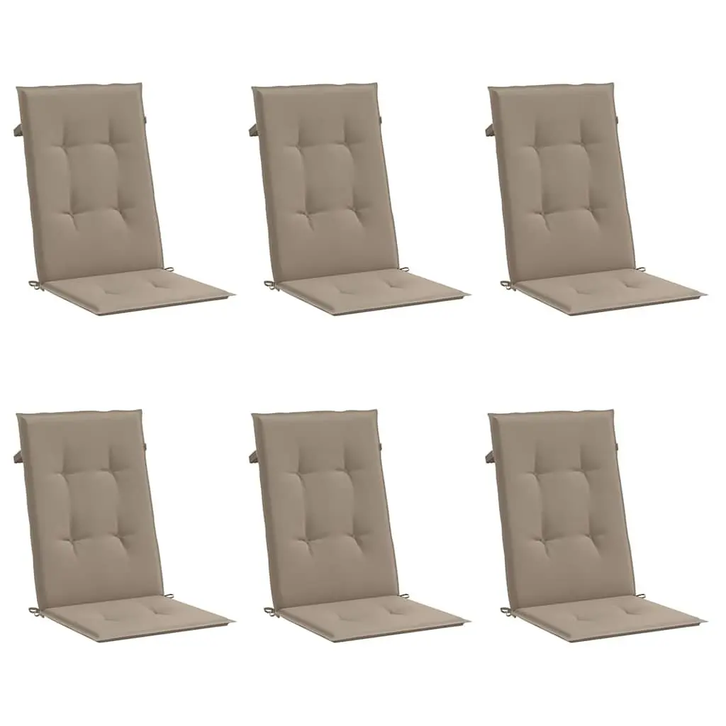 Highback Chair Cushions Soft Foam Fill 120 x 50 x 3 cm Taupe 6 Piece Outdoor Garden Patio Seat Pad