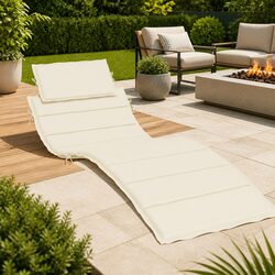 Sun Lounger Cushion Cream 186x58x4cm Outdoor Garden Patio Chair Pad Oxford
