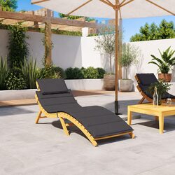 Sun Lounger Cushion Outdoor Chair Pad Garden Patio Seat Oxford Fabric Black