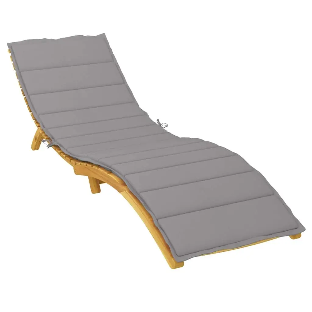 Sun Lounger Cushion Water Resistant 200x50cm Grey Oxford Fabric Foam Fibre Filling