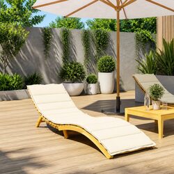 Sun Lounger Cushion Cream Outdoor Garden Patio Chair Pad 200x70x3cm