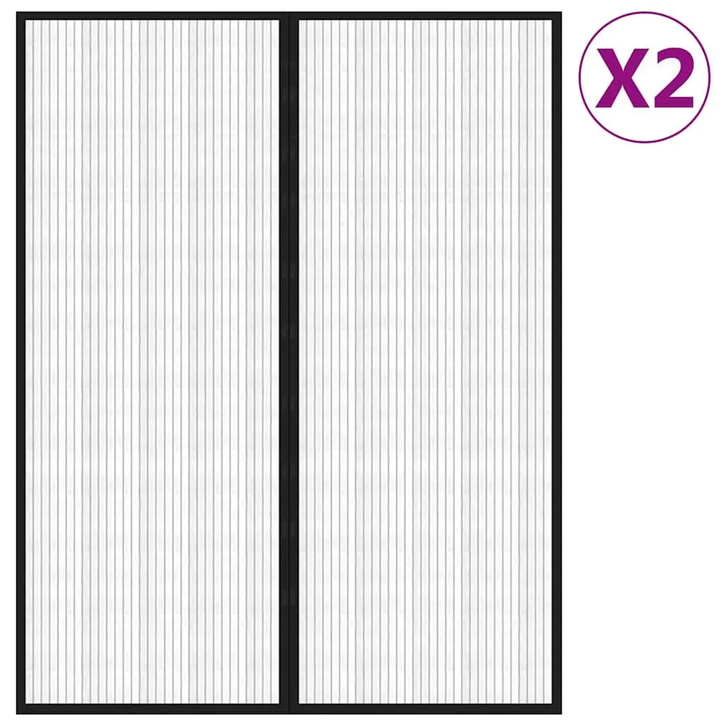 Insect Door Curtains Magnet Blocks 230x160 cm Black Mesh Screen 2 Piece