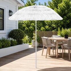 Beach Parasol White 180cm Outdoor Sun Umbrella UV Protection Tilt Patio Garden