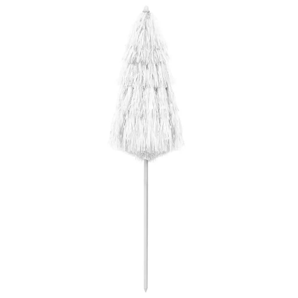 Beach Parasol UV Protection 180cm White Polyester Outdoor Sun Umbrella