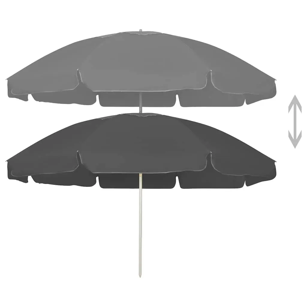 Beach Parasol UV Protective 240cm Anthracite Outdoor Sun Shade Umbrella Tilt Vent