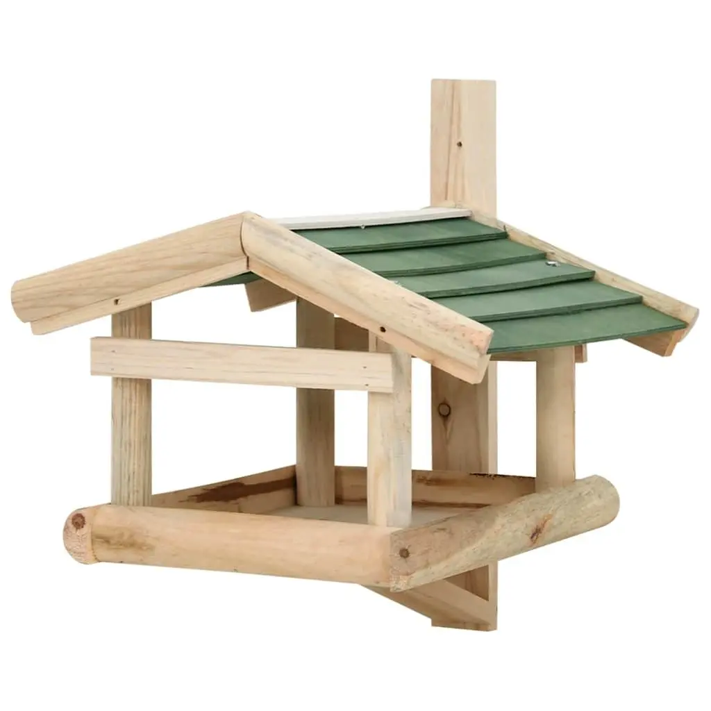 Bird Feeder Solid Wood Large Feeding Platform Wall Tree Mount Brown