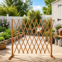 Garden Trellis Fence Panel Expandable Wooden Outdoor Privacy Screen 180cm