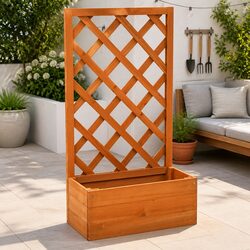 Garden Trellis Planter Orange 50x25x90 cm Outdoor Flower Box Climber Support