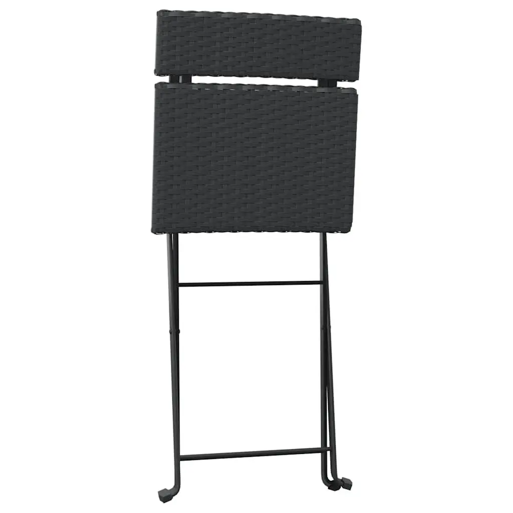 Folding Bistro Chairs Weather Resistant 6 Piece Black Rattan Steel Frame